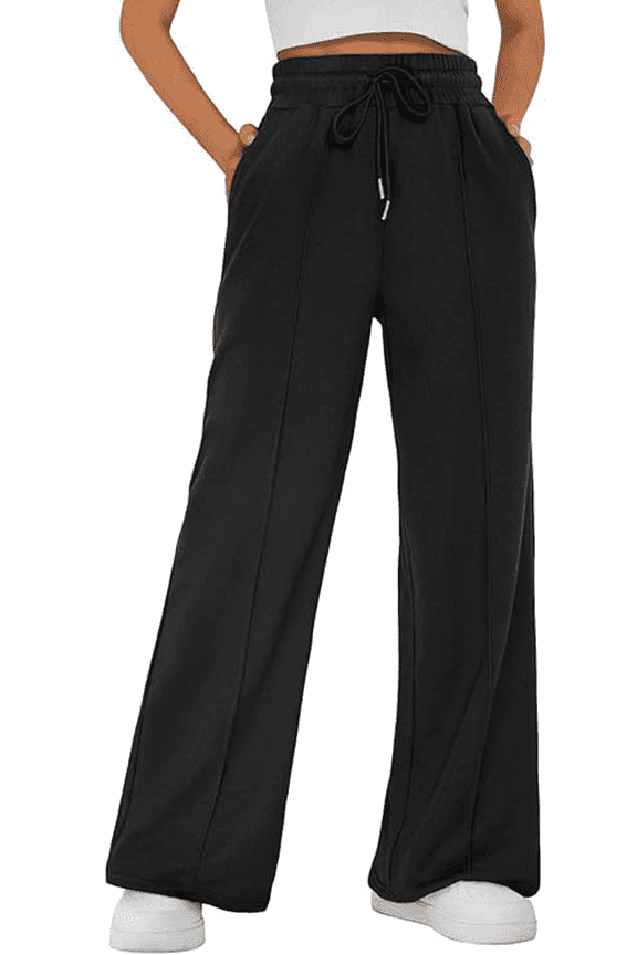 Women's Wide-Leg Sports Pants Yoga Sweatpants High-Waisted Loose Jogging Pants with Drawstring & Side Pockets, Soft & Comfortable for Autumn Winter