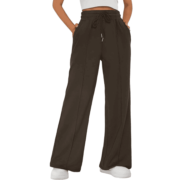 MLDRA Women's Wide-Leg Sports Pants Yoga Sweatpants High-Waisted Loose Jogging Pants with Drawstring & Side Pockets, Soft & Comfortable for Autumn Winter