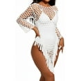 thumbnail image 1 of MLDRA Women's Swimsuit Cover Up Crochet Beach Coverups, Long Sleeve Fringe Knit Hollow Out Tops Summer 2025, 1 of 5