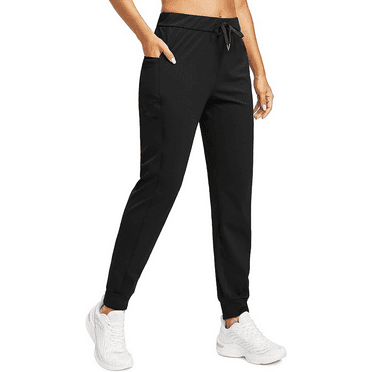 MLDRA Women's Joggers Sweatpants Yoga Pants with Pockets High Waisted for Gym Workout Running Athletic Black Cool and Thin Summer