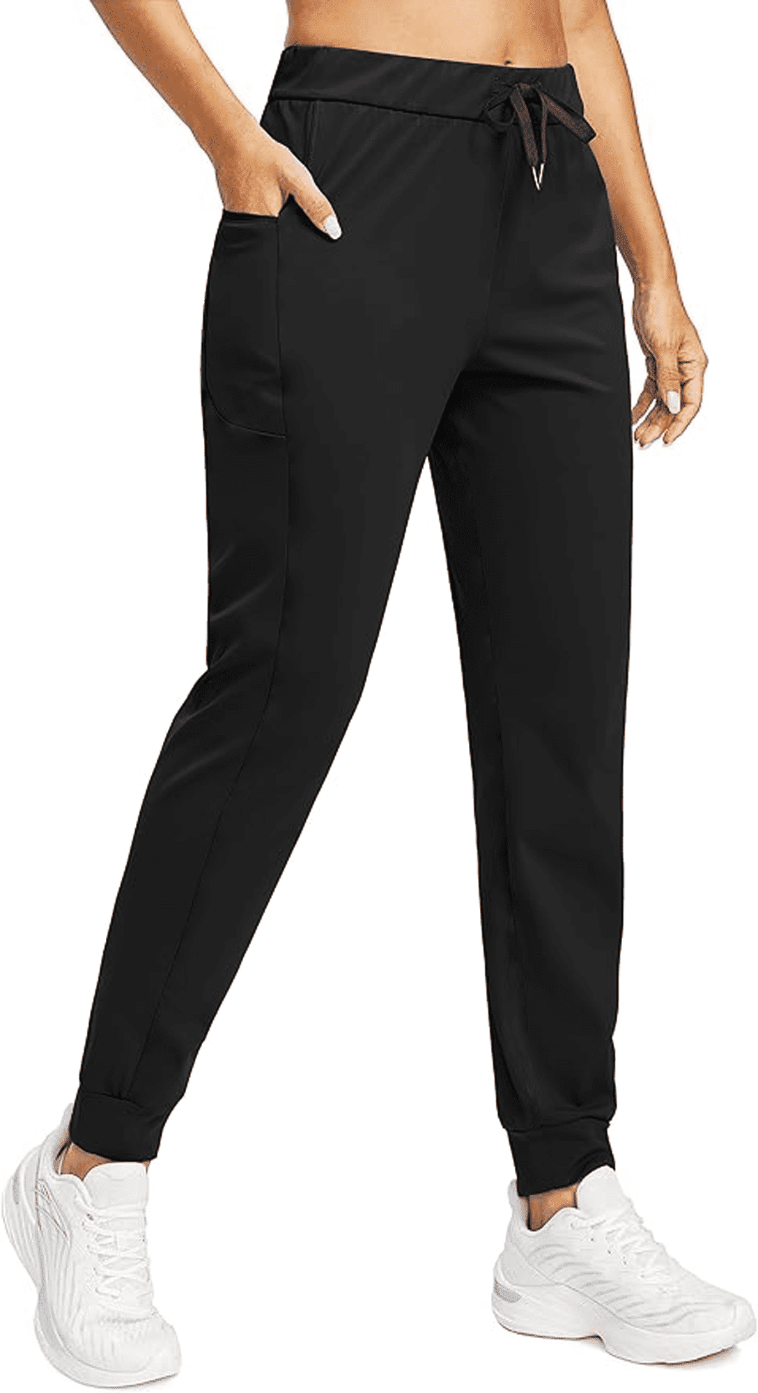 Women's Joggers Sweatpants Yoga Pants with Pockets High Waisted for Gym Workout Running Athletic Black Cool and Thin Summer