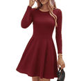 thumbnail image 1 of MLDRA Dress for Women Casual Long Sleeve Ribbed Knit A-Line Flowy Fall Winter Sweater Dress, Crewneck Elegant Going Out Dresses for Women 2026, 1 of 7