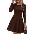 thumbnail image 1 of MLDRA Dress for Women Casual Long Sleeve Ribbed Knit A-Line Flowy Fall Winter Sweater Dress, Crewneck Elegant Going Out Dresses for Women 2026, 1 of 7