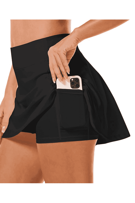 Tennis Skirts for women Golf Mini Womens Skirts High Waisted with Pockets Inner Shorts for Athletic Skorts Sports Casual Black