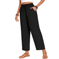 thumbnail image 1 of MLDRA Women’s Wide Leg Pants Yoga Palazzo Sweatpants Lounge Work Pajama Pants with Drawstring Pockets Lightweight Fall Black, 1 of 5
