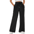 thumbnail image 1 of MLDRA Women's Wide-Leg Sports Pants Yoga Sweatpants High-Waisted Loose Jogging Pants with Drawstring & Side Pockets, Soft & Comfortable Lightweight for Fall Black, 1 of 7