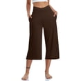 thumbnail image 1 of MLDRA Womens Capri Pants Wide Leg Yoga Sweatpants Crossover High Waist Workout Work Dress Pant Flare Leggings with Pockets for Summer Brown, 1 of 5