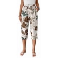 thumbnail image 1 of MLDRA Womens Capri Pants Loose High Waisted Wide Leg Lounge Pants Drawstring Casual Palazzo Trousers with Pockets, 1 of 7