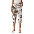 thumbnail image 1 of MLDRA Womens Capri Pants Loose High Waisted Wide Leg Lounge Pants Drawstring Casual Palazzo Trousers with Pockets, 1 of 7