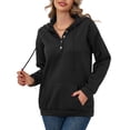 thumbnail image 1 of MLDRA Womens Hoodies Sweatshirts V Neck Long Sleeve Button Down Pullover Top Drawstring with Pocket, 1 of 7