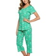 thumbnail image 1 of MLDRA Womens Pajama Sets 2 Piece Cotton Lounge Set Lightweight Pj Set Short Sleeve Tops With Capri Pants Cute Ladies Sleepwear Summer Set, 1 of 7
