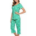 thumbnail image 1 of MLDRA Womens Pajama Sets 2 Piece Cotton Lounge Set Lightweight Pj Set Short Sleeve Tops With Capri Pants Cute Ladies Sleepwear Fall Set, 1 of 7
