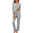 thumbnail image 1 of MLDRA Women’s Pajama Sets 2 Piece Lounge Set Long Sleeve V Neck Top and Pants Soft Sleepwear Nightwear Pjs Fall Grey, 1 of 7