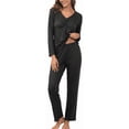 thumbnail image 1 of MLDRA Women's Pajama Sets 2 Piece Lounge Set Long Sleeve V Neck Top and Pants Soft Sleepwear Nightwear Pjs Fall Dark Grey, 1 of 7