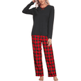 thumbnail image 1 of MLDRA Womens Pajamas Set Plaid Pjs Long Sleeve Crew Neck Lounge Top with Long Pants 2 Piece Sleepwear, 1 of 6