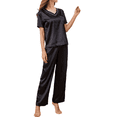 thumbnail image 1 of MLDRA Womens Pajamas Sets Satin Pjs Short Sleeve V Neck Silk Top with Long Pants Lounge Sleepwear, 1 of 7