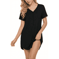 thumbnail image 1 of MLDRA Nightgowns For Women Deep V Neck Button Down Short Sleeve Nightshirt Loose Loungewear Casual Sleepwear, 1 of 7