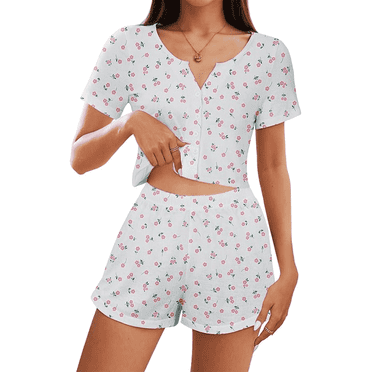 MLDRA Womens Summer Pajama Cute Shorts Soft Sleepwear Loungewear Sets