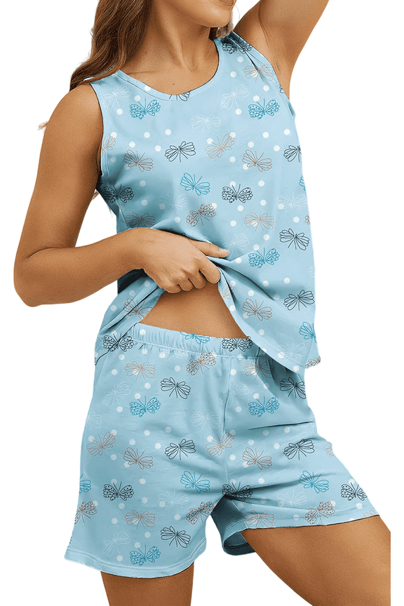Pajamas for Women Set Cotton Pj Sets Cute Tank Shorts Soft 2 Piece Lounge Set Ladies Sleepwear Summer Pjs