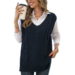 ★22-23FW★KNITTED★Gradation V Neck Vest LIXINGHEITANG Sweater Vest Women Oversize Blue V neck