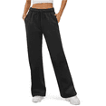 thumbnail image 1 of MLDRA Women's Sweatpants Fleece Lined Wide Leg Joggers Baggy Lounge Pants with Drawstring Elastic Waist and Pockets Fall Winter 2025 Black, 1 of 6