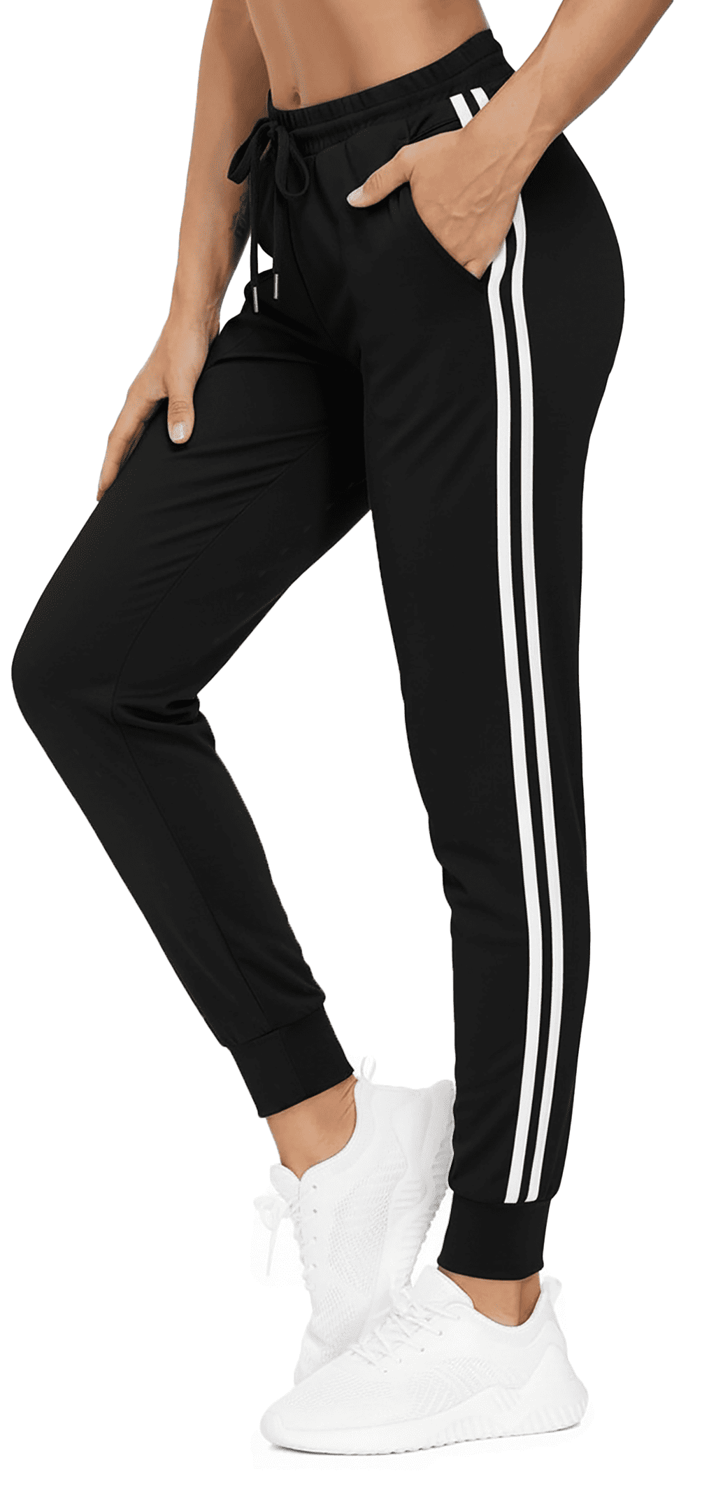 Womens Sweatpants Joggers Lounge Pants Bottom Yoga Pant Lady Athletic Cinch Bottom Pockets for Gym Workout Running Black