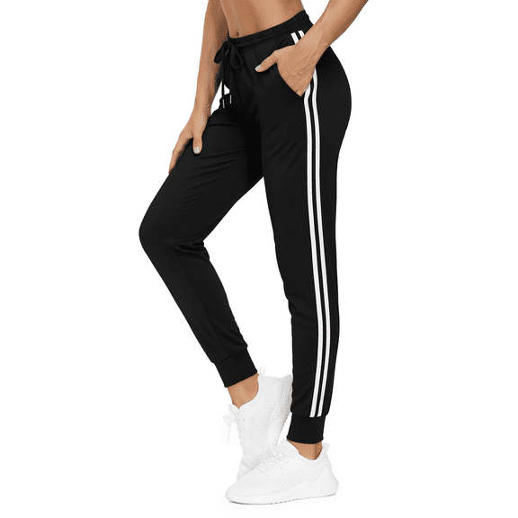 MLDRA Womens Sweatpants Joggers Lounge Pants Bottom Yoga Pant Lady Athletic Cinch Bottom Pockets for Gym Workout Running Black