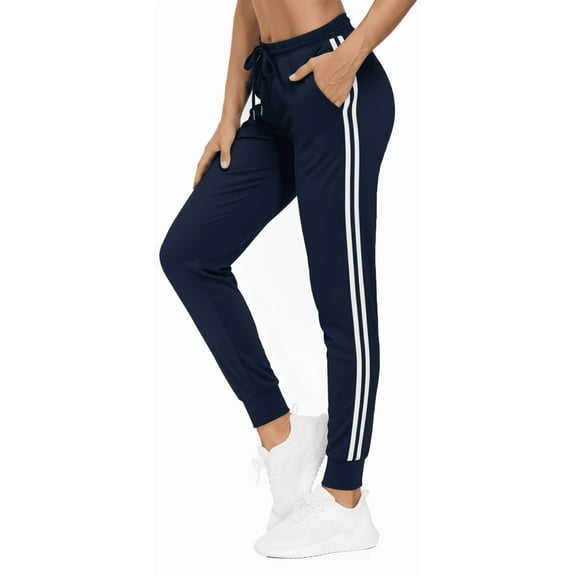 MLDRA Womens Sweatpants Joggers Lounge Pants Bottom Yoga Pant Lady Athletic Cinch Bottom Pockets for Gym Workout Running Navy Blue