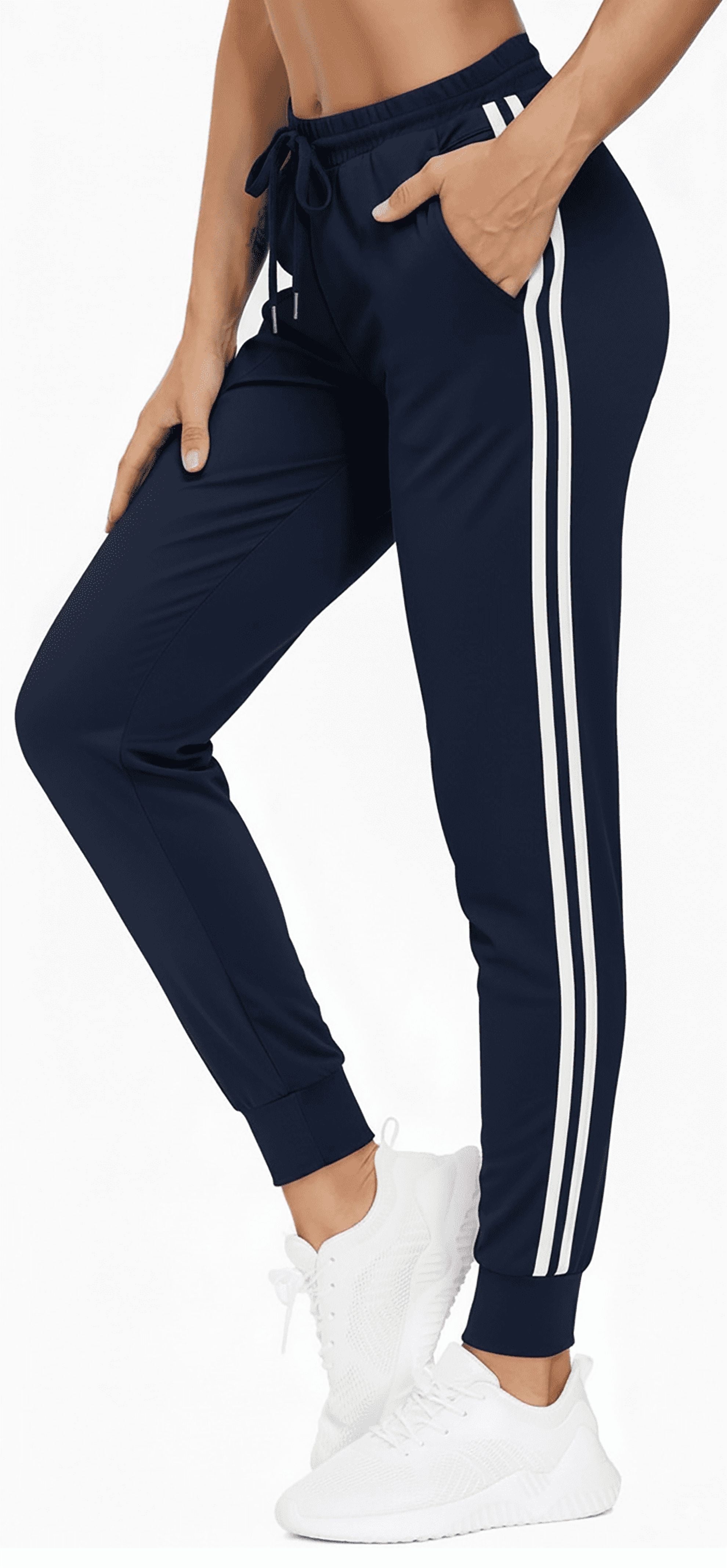 Womens Sweatpants Joggers Lounge Pants Bottom Yoga Pant Lady Athletic Cinch Bottom Pockets for Gym Workout Running Navy Blue