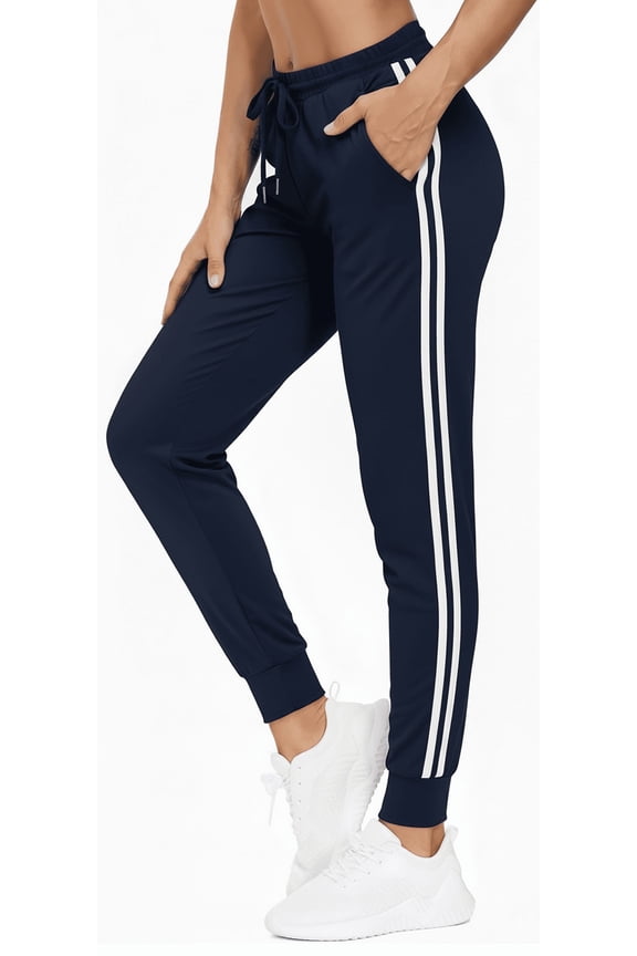 Womens Sweatpants Joggers Lounge Pants Bottom Yoga Pant Lady Athletic Cinch Bottom Pockets for Gym Workout Running Navy Blue
