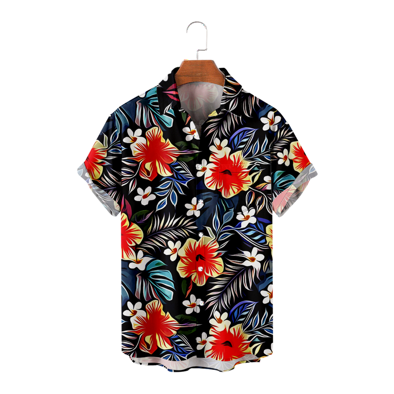 MLFU Big Men's Floral Beach Aloha Casual Holiday Shirt Regular