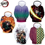 MLFU Men's Sweatshirts & Hoodies, Anime Demon Slayer Cotton Fashion Pullover Hoodie, Hooded Sweatshirt for Adults Toddlers