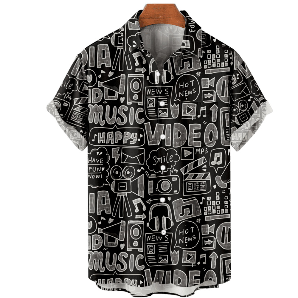 MLFU Men's Women's Musical Beach Tee Shirts with Breast Pocket Summer