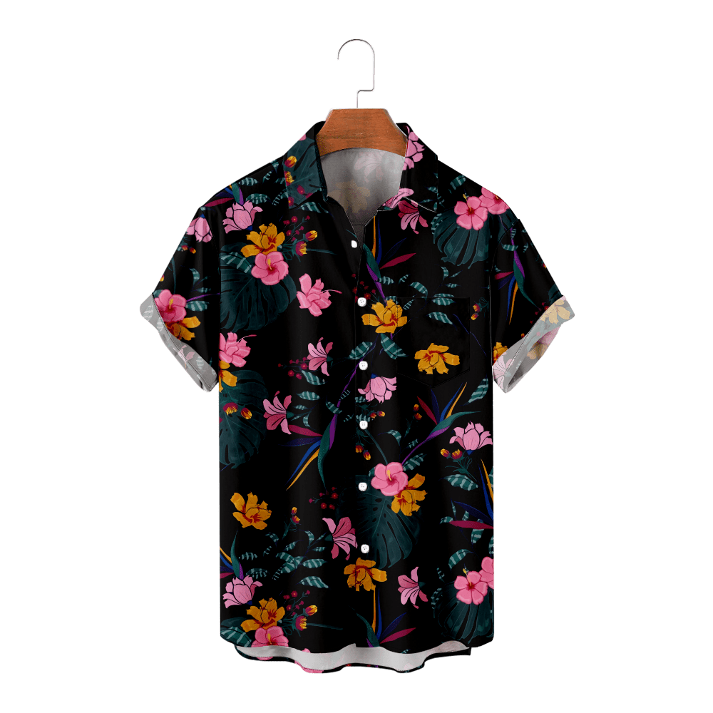 MLFU Mens Hawaiian Beach Shirts SlimFit Collared Shirts Summer Bowling