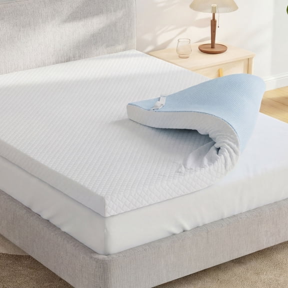 EGOHOME 2 inch King Size Memory Foam Mattress Topper, Cooling Gel, Removable Cover, Non-Slip Design