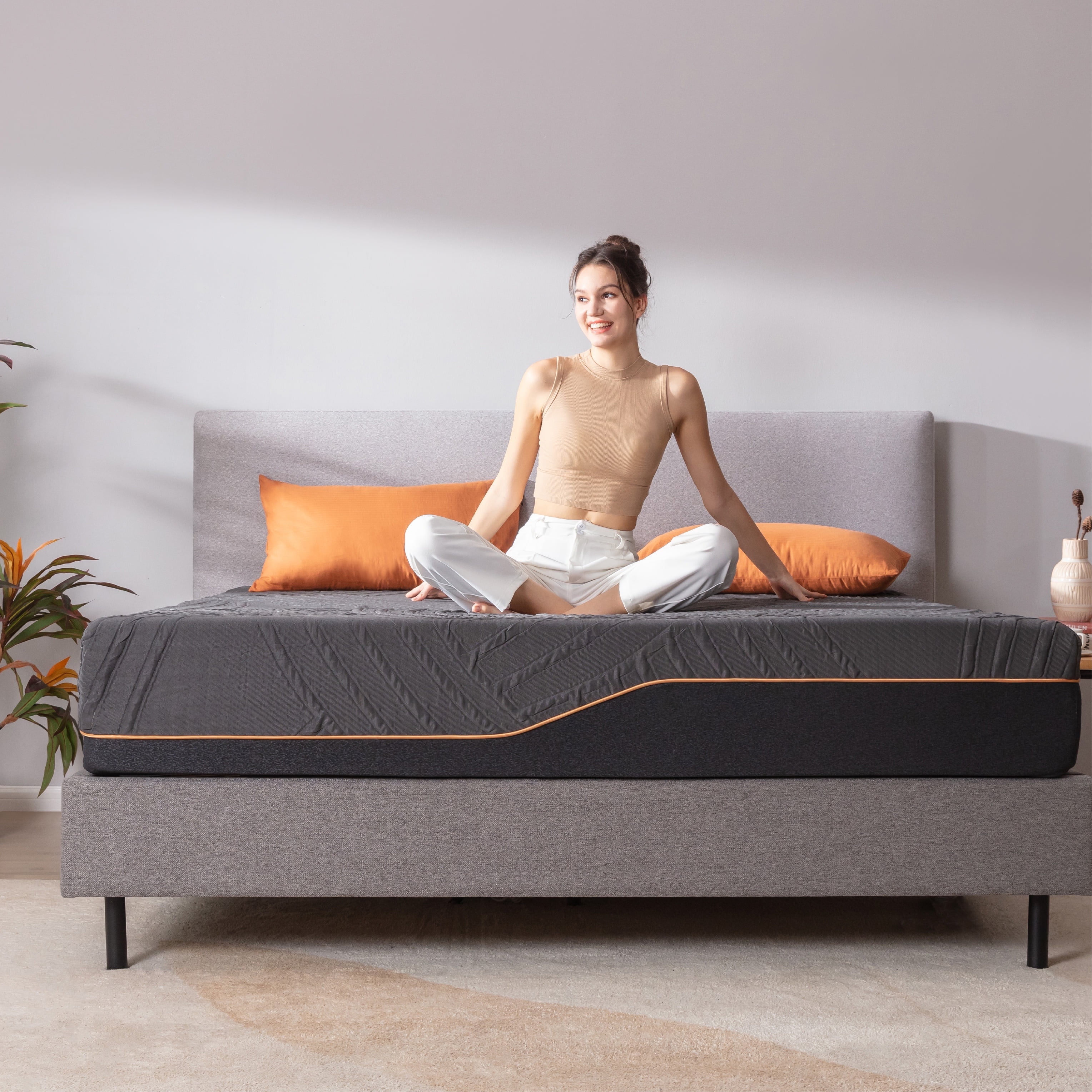 EGOHOME DY Black 14 inch King Size Mattress in a Box, Cooling Gel Memory Foam Mattress, Medium