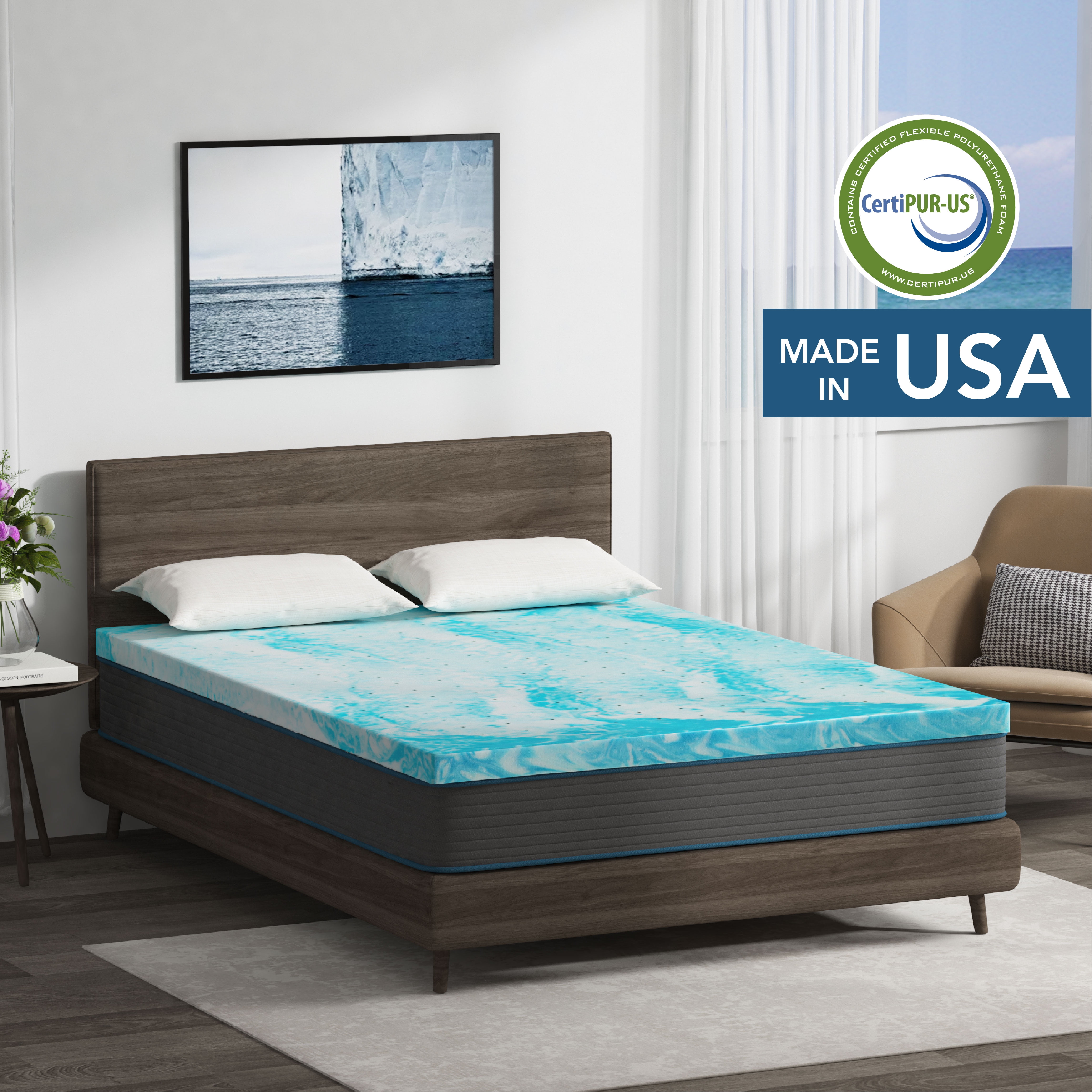 MLILY Ego 4 inch Cal King Mattress Topper, Cooling Gel Memory Foam