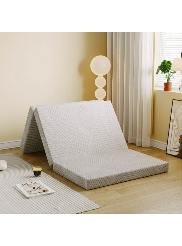 MLILY Ego 4 inch Tri Folding Memory Foam Mattress, Single Size Portable Guest Bed, Medium