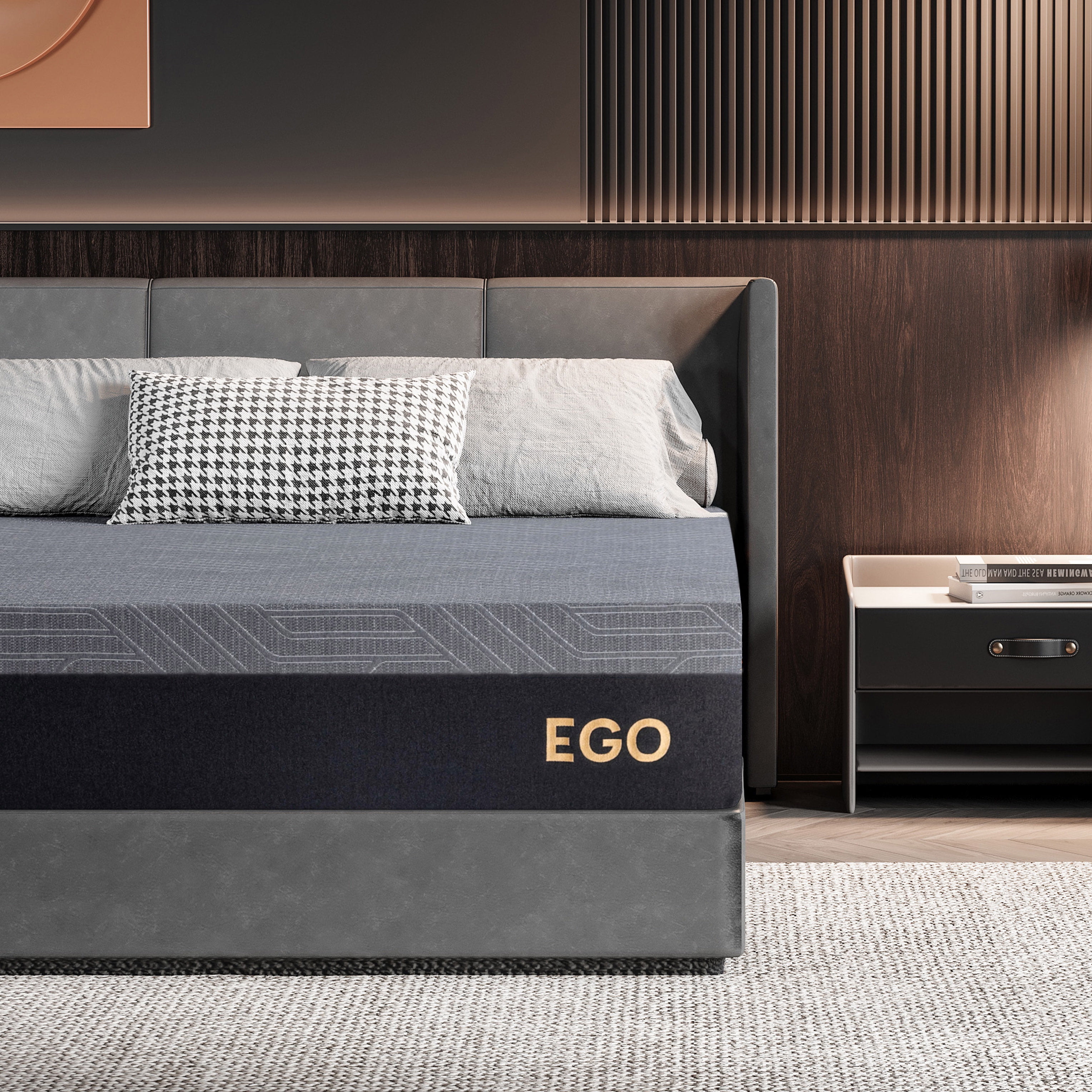 MLILY Ego Black 10 inch Cool Gel Memory Foam King Size Mattress, Medium Firmness, Bed in a Box