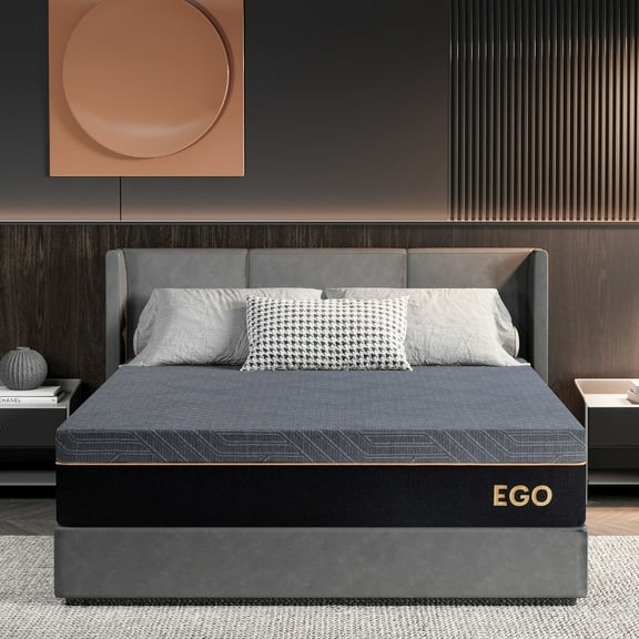 EGOHOME Ego Black 12 inch King Mattress in a Box, Gel Memory Foam Mattress, Medium Firm