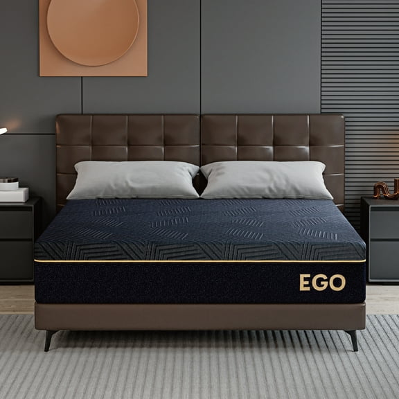 EGOHOME Ego Black 12 inch Queen Memory Foam Mattress, Cooling Gel Mattress in a Box, Medium Firm
