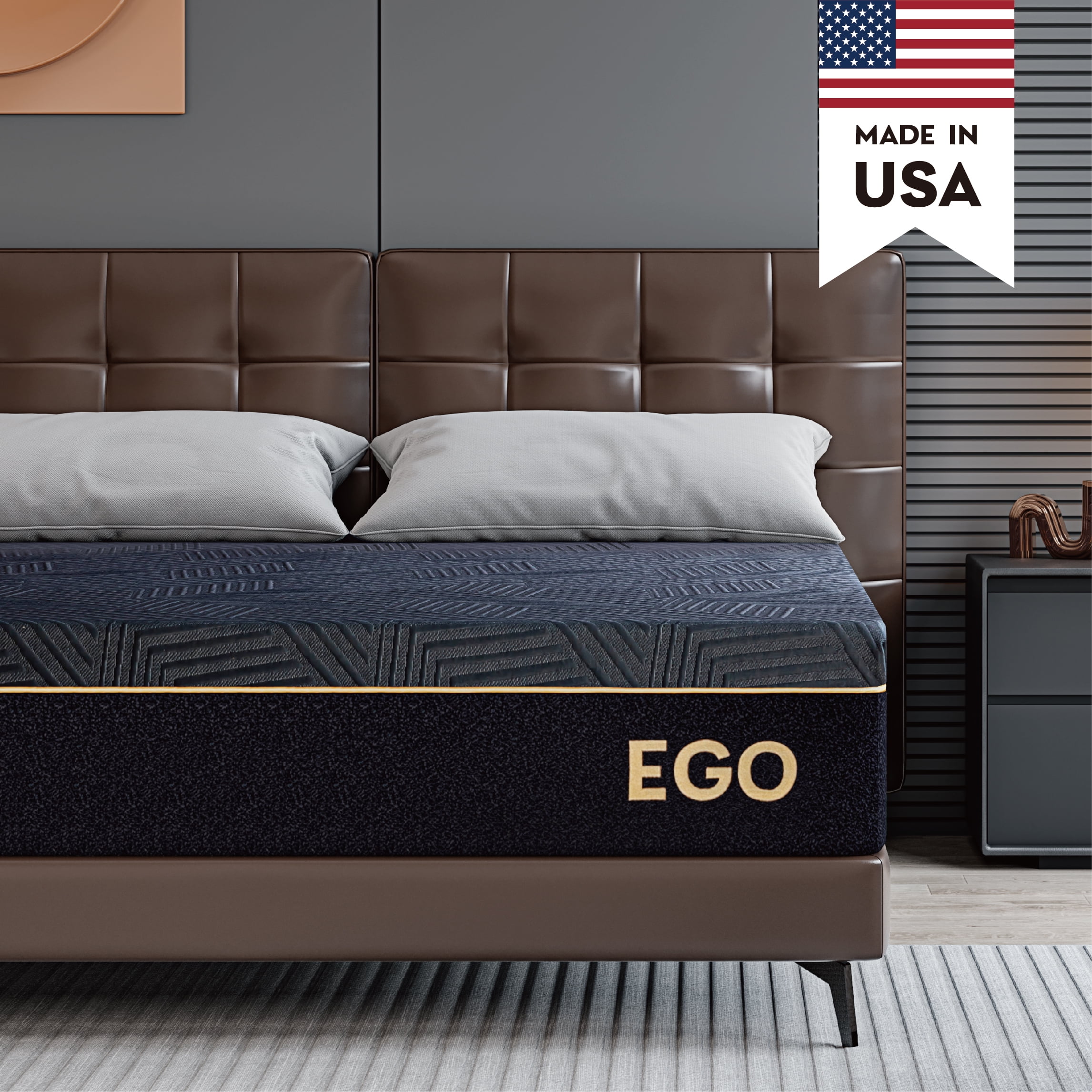 MLILY Ego Black Queen Size 12 inch Memory Foam Mattress, Cooling Gel