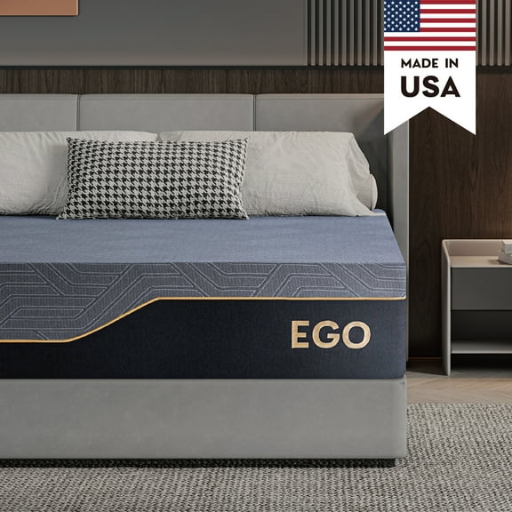 EGOHOME Ego Black 14 inch Cal King Memory Foam Mattress, Gel Mattress in a Box, Medium Firm