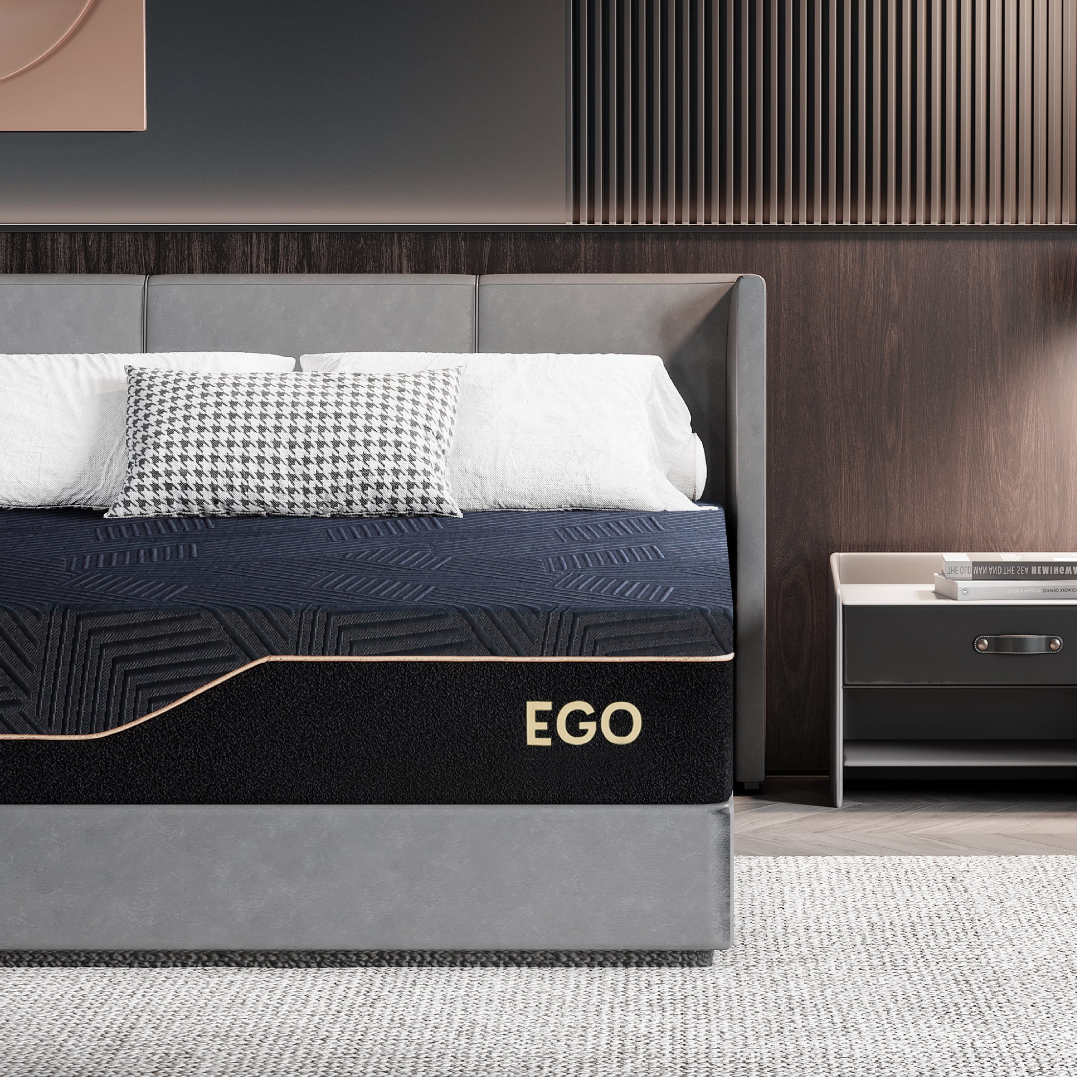EGOHOME Ego Black 14 inch Cooling Gel Memory Foam Mattress, Twin Size Mattress in a Box, Medium Firm