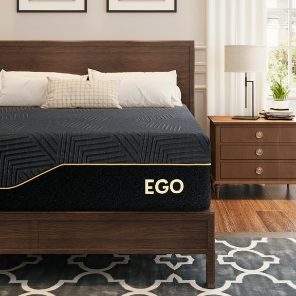 EGOHOME 14 inch Firm Full Mattress, Memory Foam Mattres with Cooling Cover, Bed in a Box, CertiPUR-US Certified, Breathable and Supportive, Made in USA, 54x75x14 Black