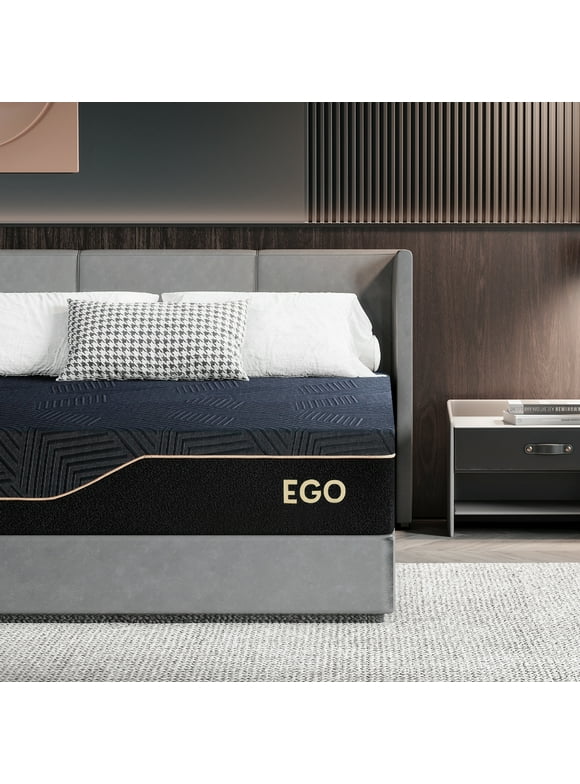 MLILY Ego Black 14 inch King Mattress in a Box, Cooling Gel Memory Foam Mattress, Medium