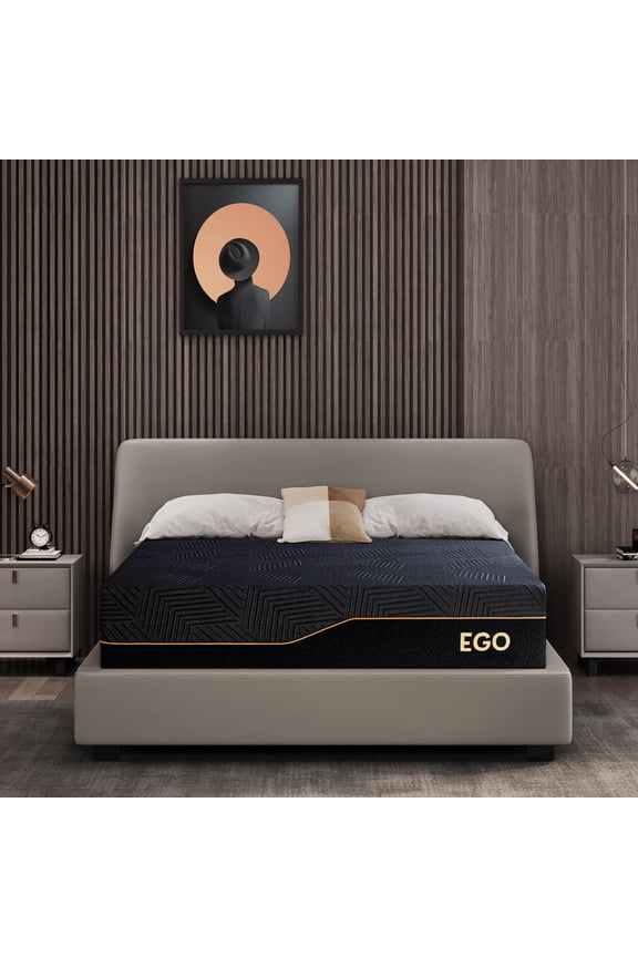 Ego Black Queen Mattress in a Box, 14 inch Cooling Gel Memory Foam Mattress, Firm