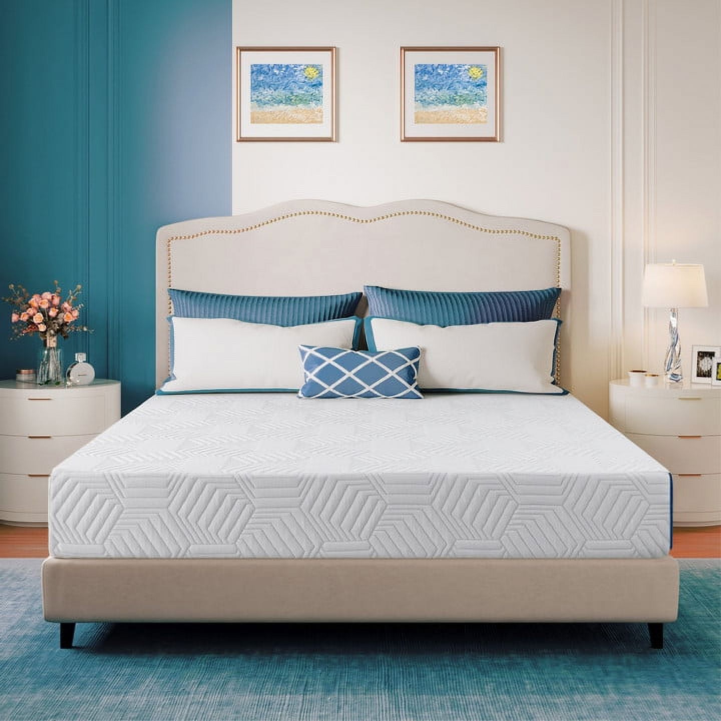 MLILY Ego Blue 12 inch King Size Mattress, Cooling Gel Memory Foam Mattress in a Box, Medium