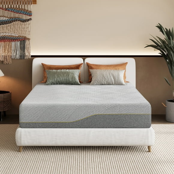 MLILY Ego Gray 14 inch Gel Memory Foam Mattress, Queen Mattress in a Box, Medium