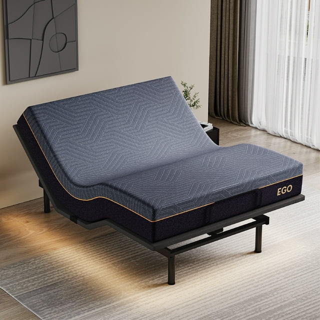 MLILY Full Adjustable Bed Frame and 12 inch Memory Foam Mattress